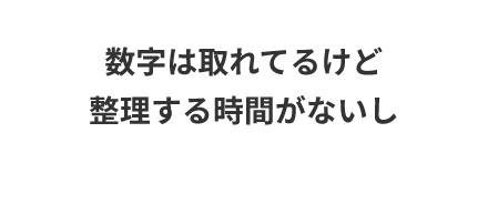 数字は取れてるけど整理する時間がないし